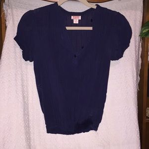 Navy Baby Doll Sleeve Blouse